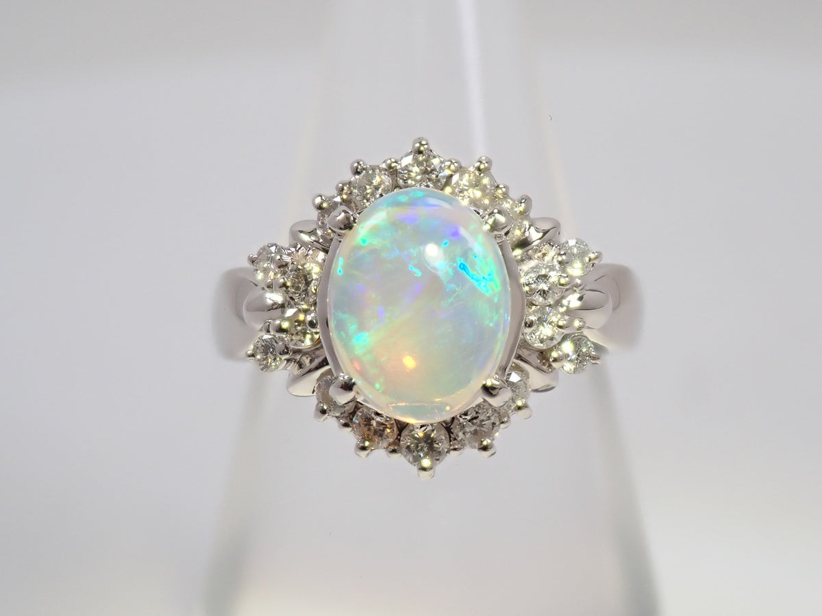 Pt900 オパール 1.10ct ダイヤモンド0.46ctリング