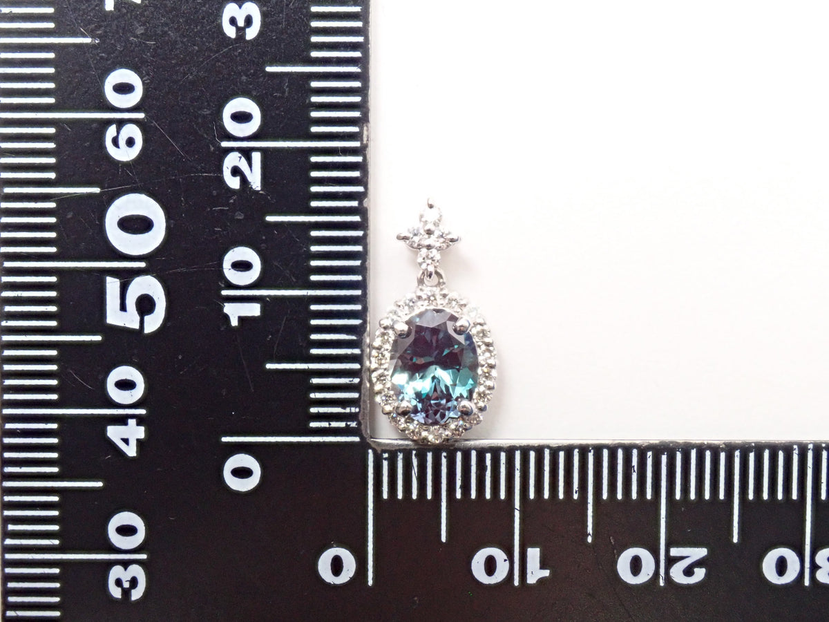 【9/14(月)AM10時〆:抽選販売_11】Pt900 合成アレキサンドライト 1.32ct ダイヤモンド 0.22ctペンダントトップ(ネックレストップ)鑑別書