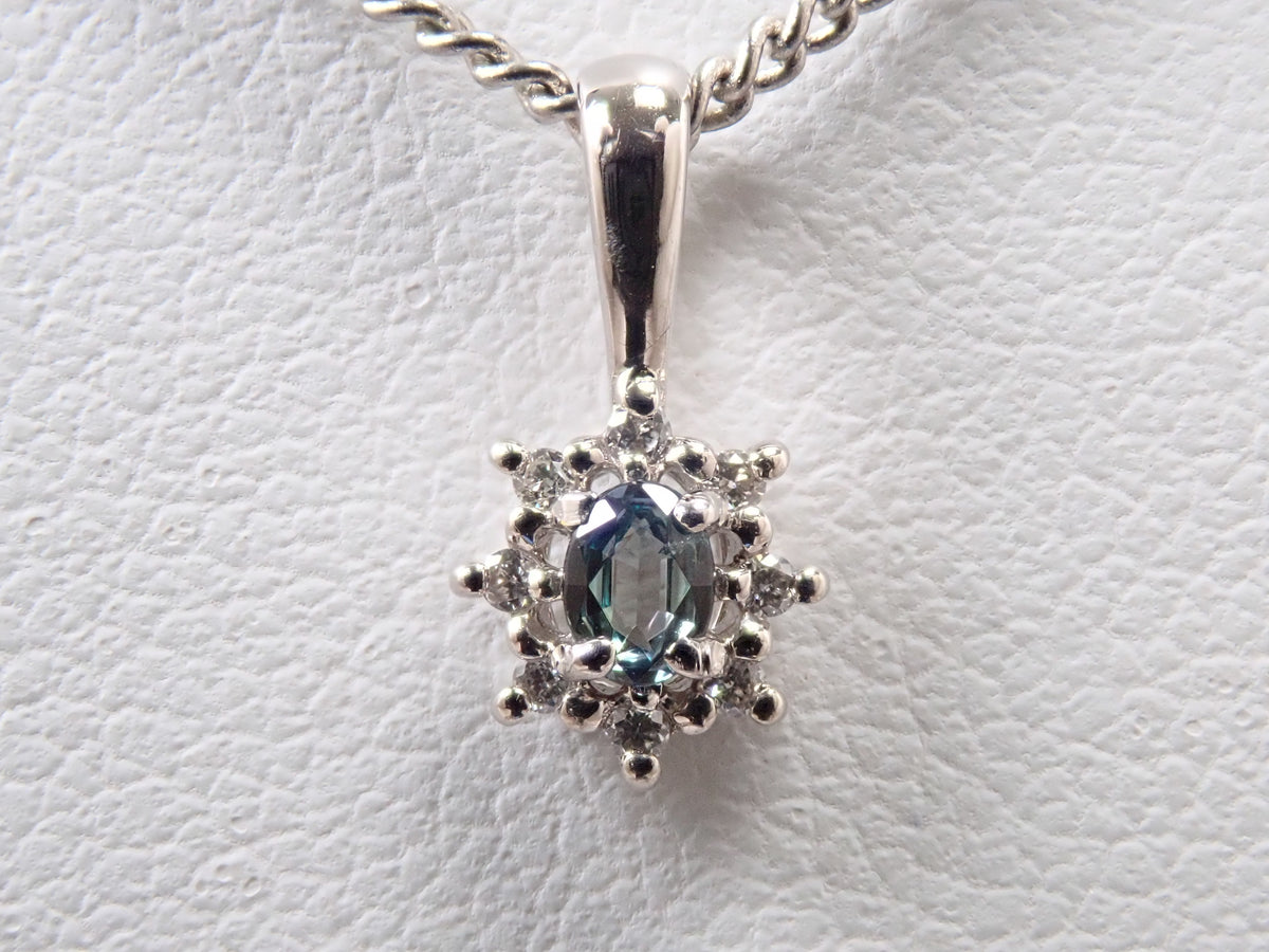 【9/15 22時販売】【カラフリ】Pt950アレキサンドライト0.07ct・ダイヤモンド 0.03ctペンダントトップ(ネックレストップ)鑑別書