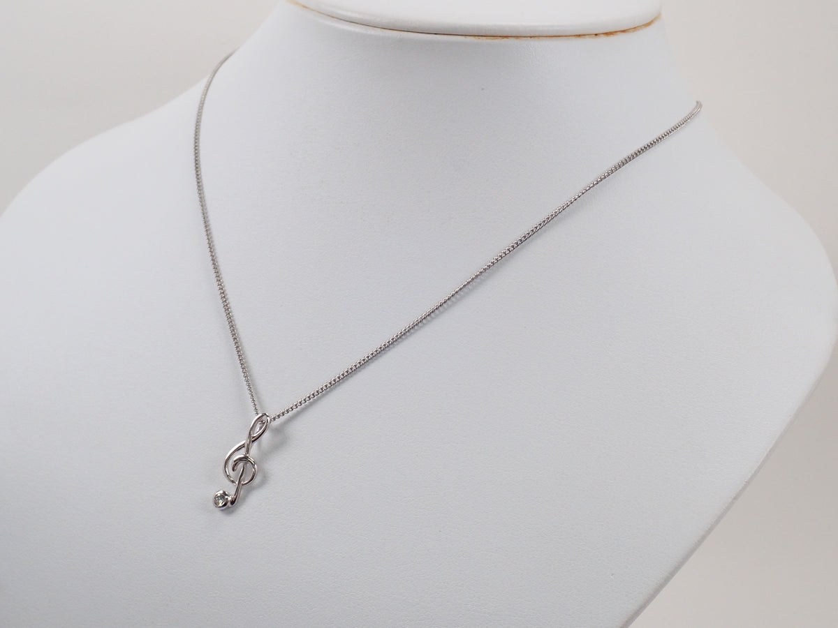 【9/20 22時販売】【カラフリ】 K18WGダイヤモンド 0.09ct ト音記号モチーフ ペンダントトップ(ネックレストップ)