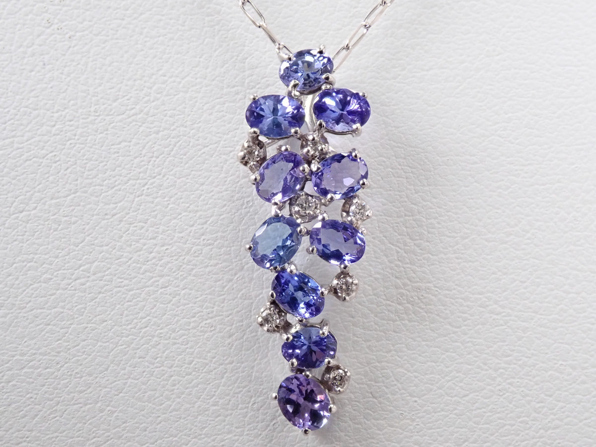 【9/20 22時販売】【カラフリ】K18WG タンザナイト1.79ct・ダイヤモンド0.07ctペンダント(ネックレス)