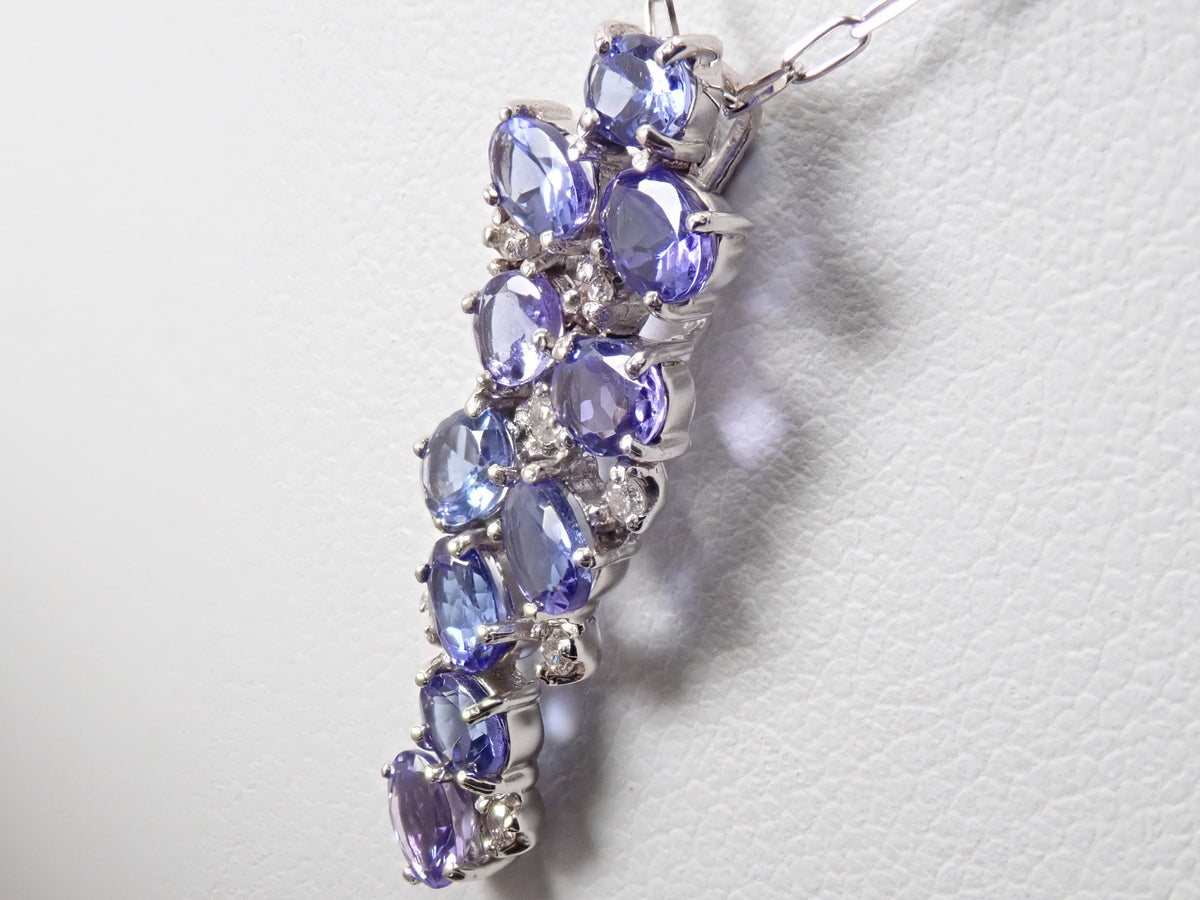 【9/20 22時販売】【カラフリ】K18WG タンザナイト1.79ct・ダイヤモンド0.07ctペンダント(ネックレス)