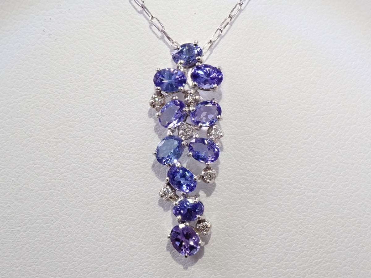 【9/20 22時販売】【カラフリ】K18WG タンザナイト1.79ct・ダイヤモンド0.07ctペンダント(ネックレス)