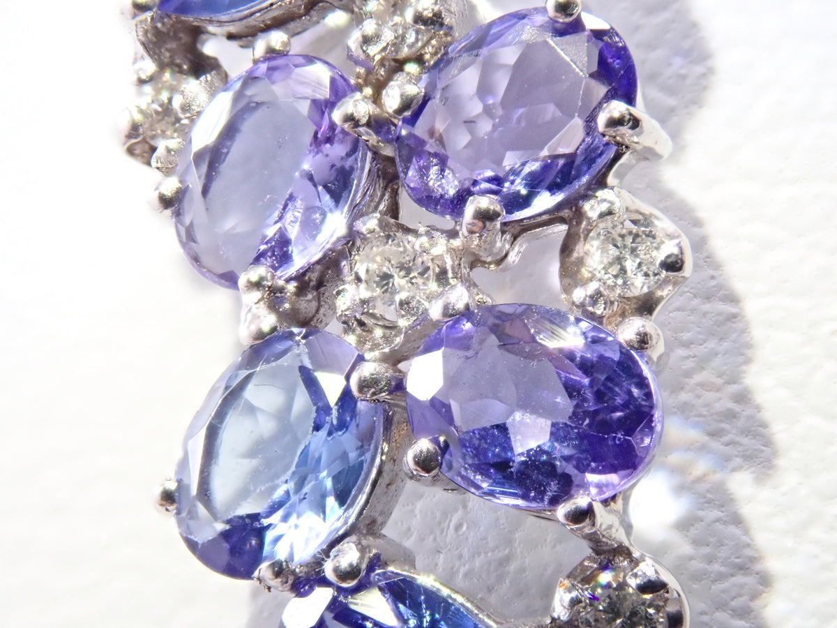 【9/20 22時販売】【カラフリ】K18WG タンザナイト1.79ct・ダイヤモンド0.07ctペンダント(ネックレス)