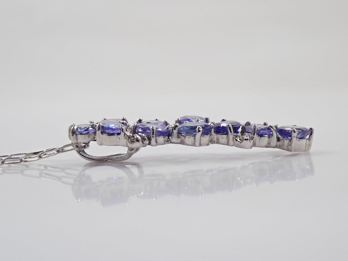 【9/20 22時販売】【カラフリ】K18WG タンザナイト1.79ct・ダイヤモンド0.07ctペンダント(ネックレス)