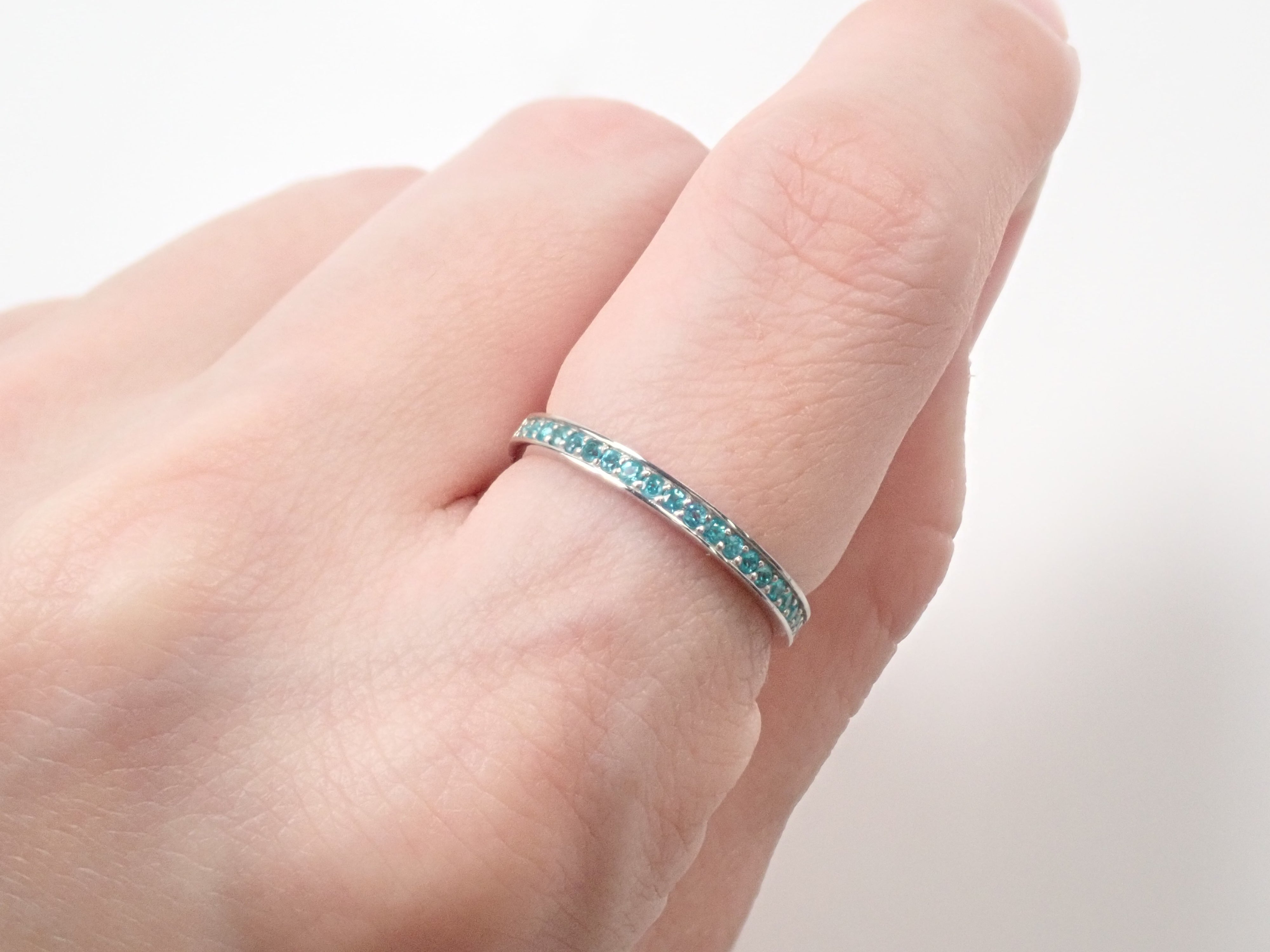 ブラジル産パライバトルマリンリング・ハーフエタニティリングセット(1.2mm)