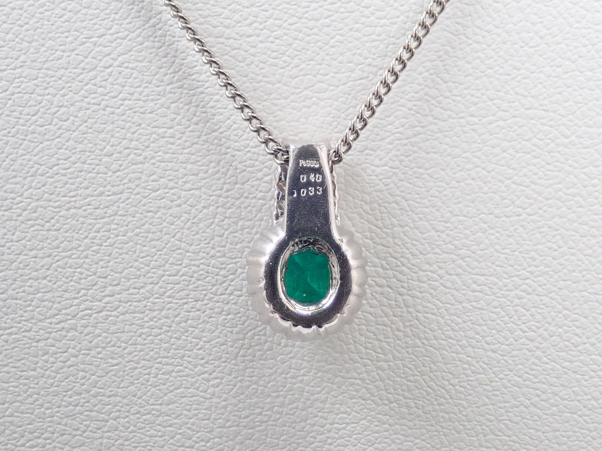 【9/24 22時販売】【カラフリ】Pt900 エメラルド 0.40ct ダイヤモンド0.33ctペンダントトップ(ネックレストップ)鑑別書