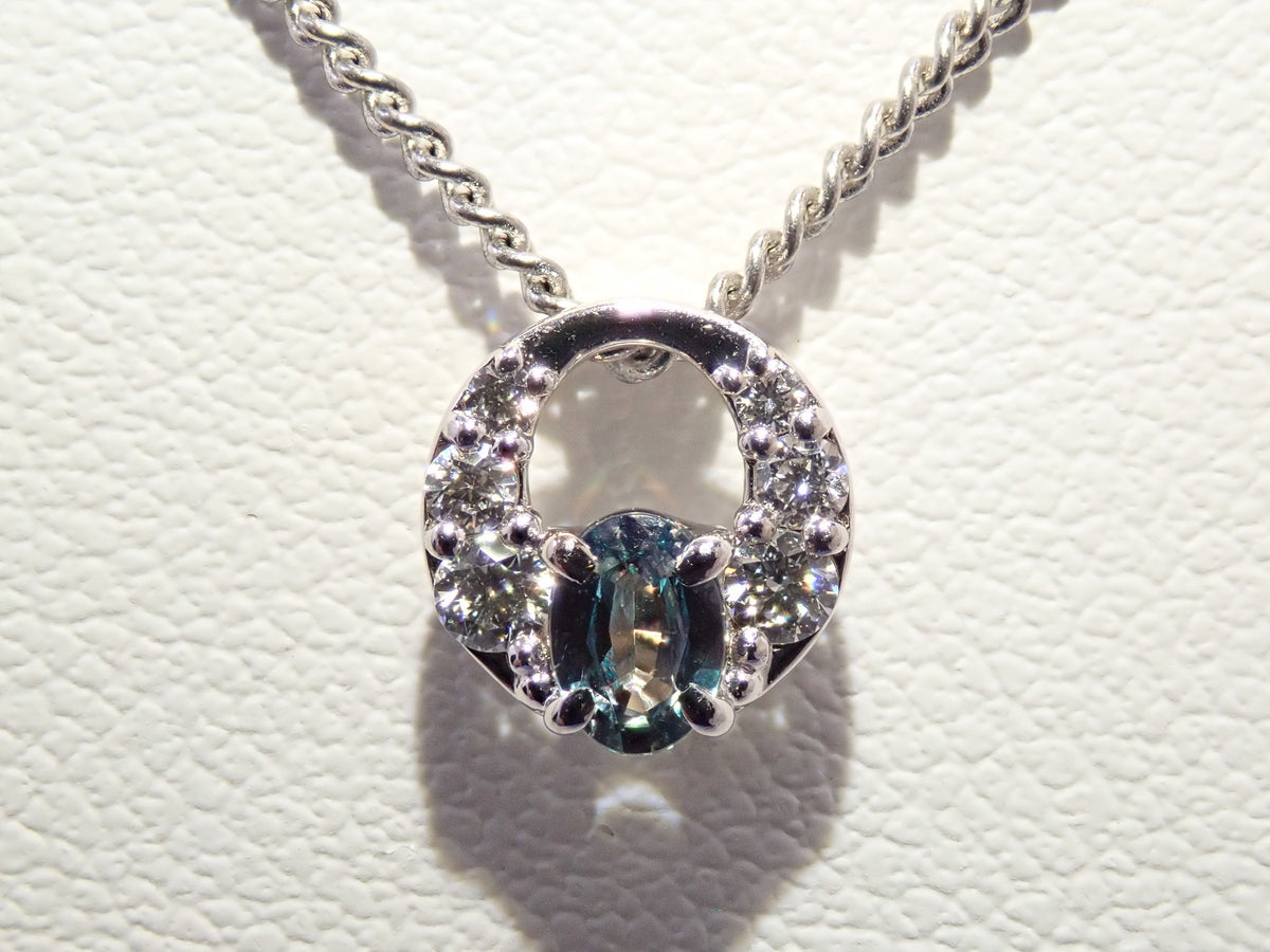 【9/30 22時販売】【カラフリ】Pt900 アレキサンドライト0.15ct・ダイヤモンド0.08ctペンダントトップ(ネックレストップ)鑑別書