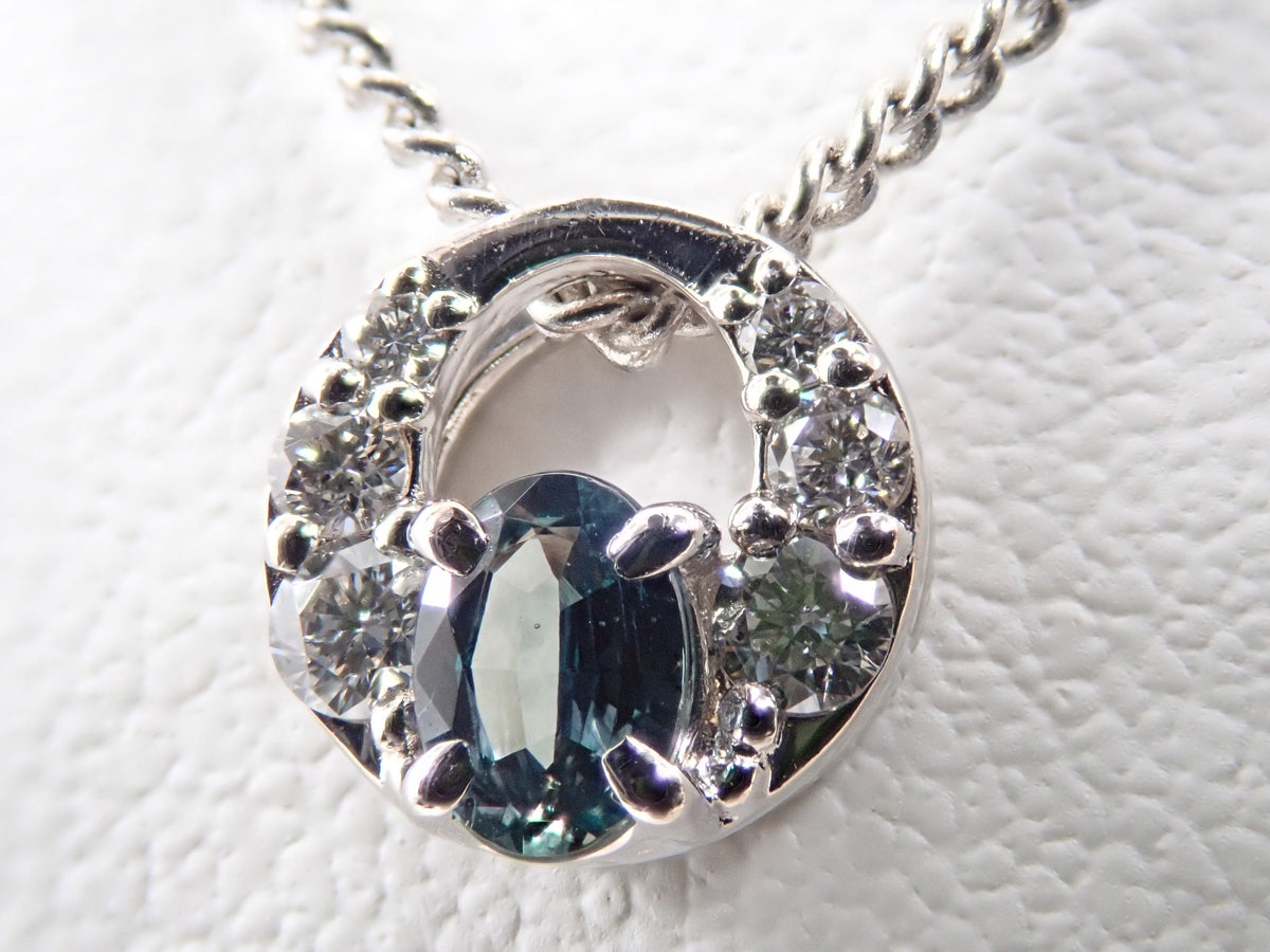 【9/30 22時販売】【カラフリ】Pt900 アレキサンドライト0.15ct・ダイヤモンド0.08ctペンダントトップ(ネックレストップ)鑑別書