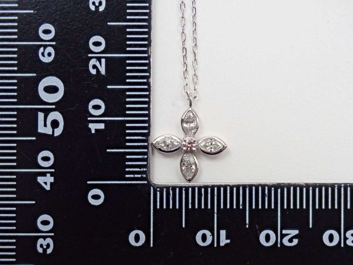 【9/24 22時販売】【カラフリ】Pt900/Pt850 ピンクダイヤモンド 0.03ct・ダイヤモンド0.30ctペンダント(ネックレス)ミニ鑑別カード