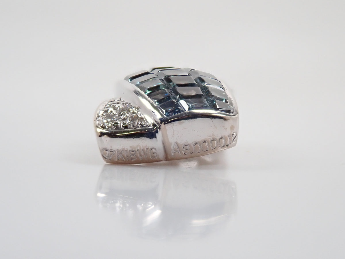 【9/28 22時販売】【カラフリ】K18WG クレサンベール 合成アレキサンドライト3ct プリンセスカット・ダイヤモンド0.12ct ペンダントトップ 鑑別書