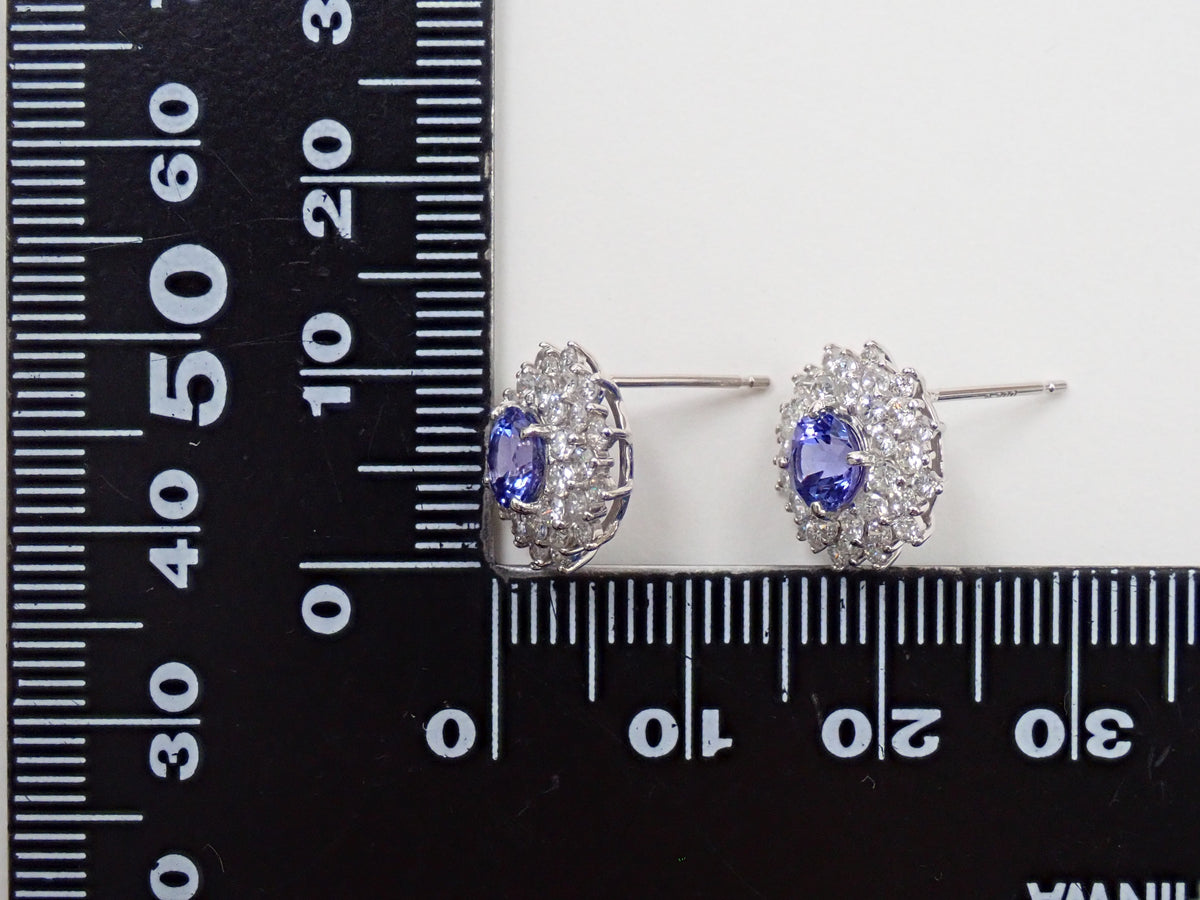 【10/3(土)AM10時〆:抽選販売①_10】Pt900/Pt950 タンザナイト 0.60 0.55ct ダイヤモンド 0.58ct 0.58ctピアス鑑別書