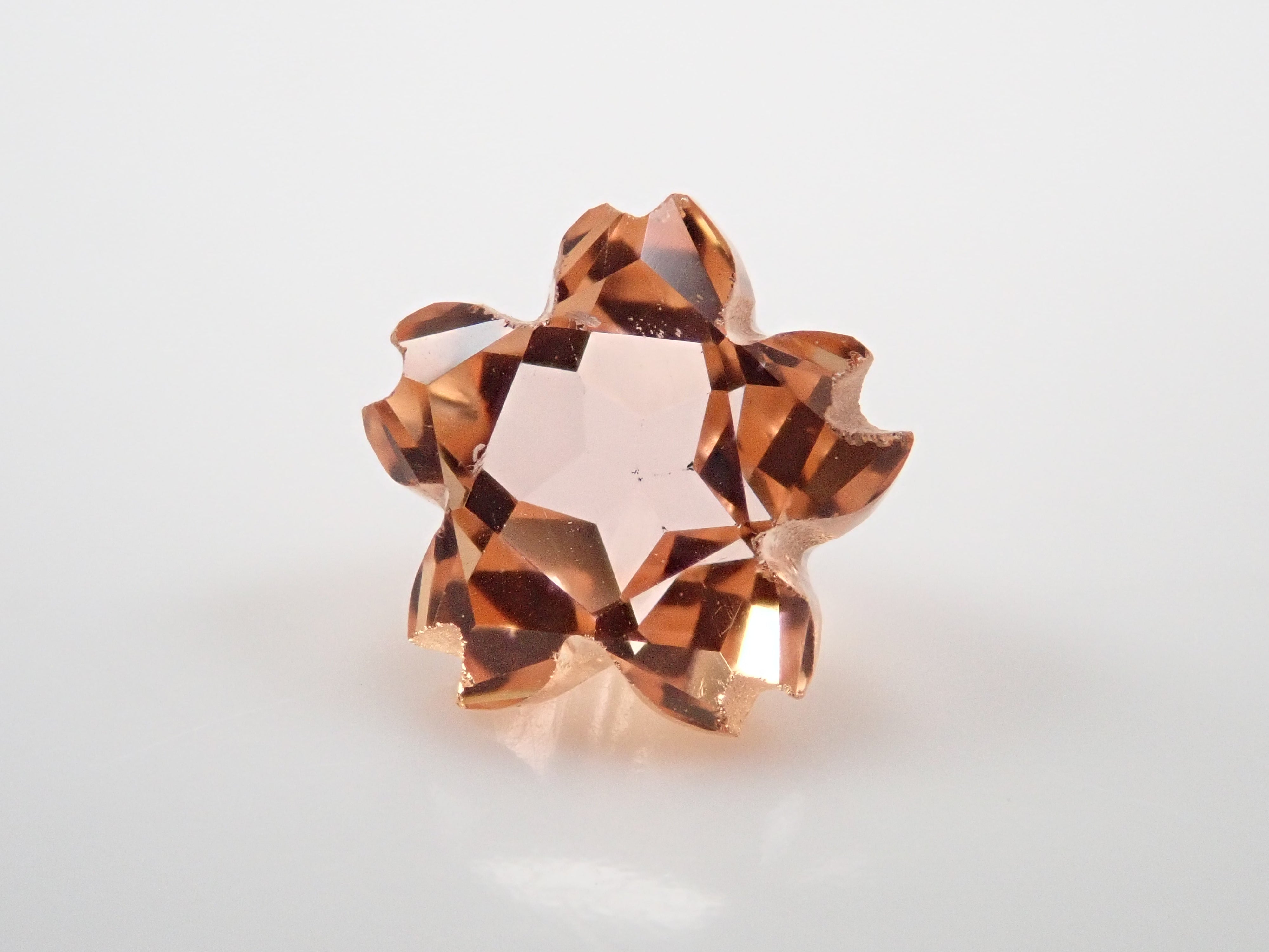 【さくらシェイプ】ブラジル産インペリアルトパーズ(シェリーカラー) 6.3mm/1.084ct《コラボ》ルース ワッペン