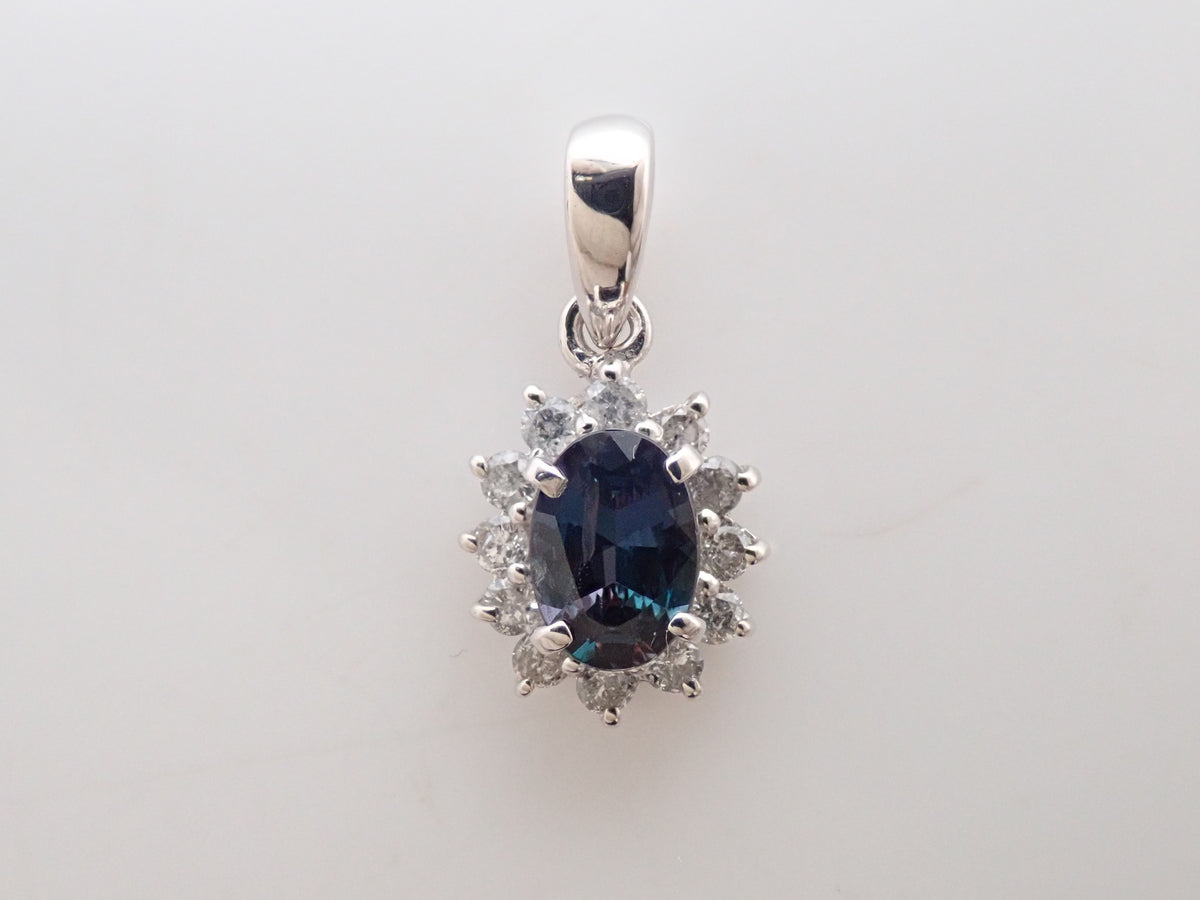 【9/28 22點開賣】【Colorfly】K18WG 巴西產亞歷山大變色石 0.3ct 鑽石 0.15ct 墜飾(項鍊墜飾)GIA