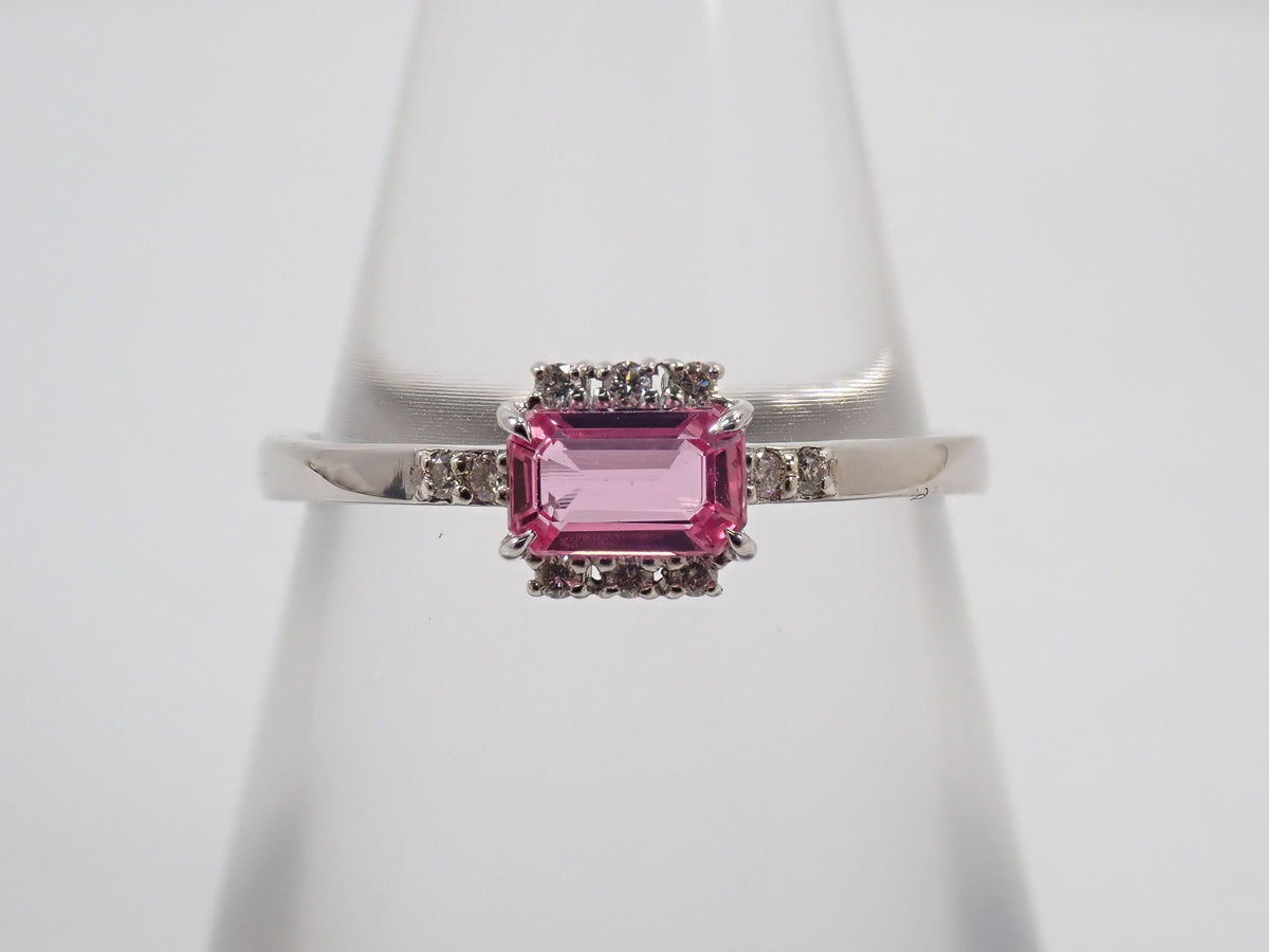 【22602811刊登】【Colori】Pt900 粉紅藍寶石 0.42ct 鑽石 0.05ct 戒指附鑑定書