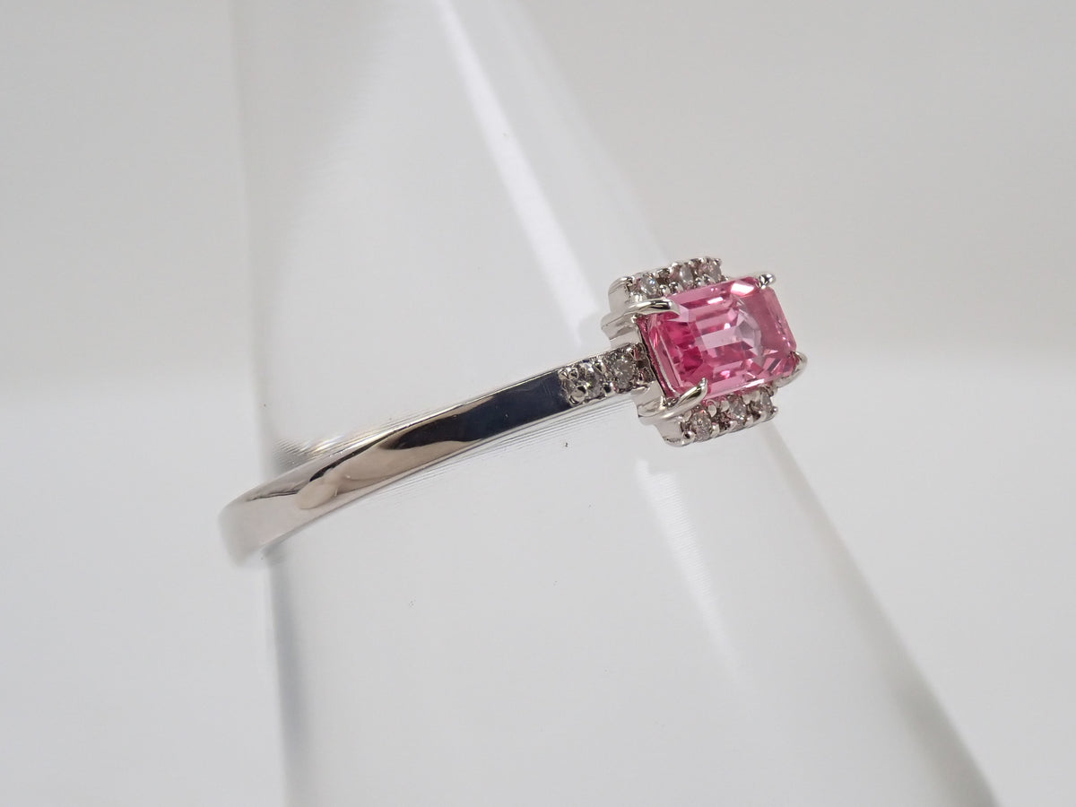【22602811刊登】【Colori】Pt900 粉紅藍寶石 0.42ct 鑽石 0.05ct 戒指附鑑定書