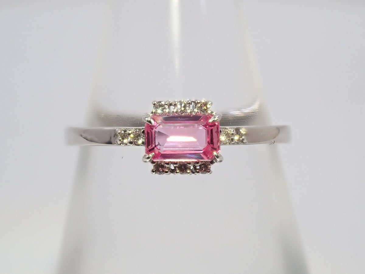 【22602811刊登】【Colori】Pt900 粉紅藍寶石 0.42ct 鑽石 0.05ct 戒指附鑑定書