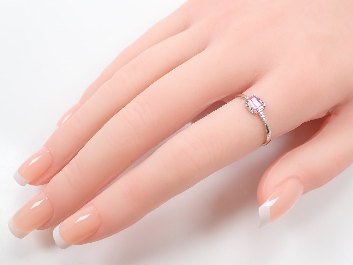 【22602811刊登】【Colori】Pt900 粉紅藍寶石 0.42ct 鑽石 0.05ct 戒指附鑑定書