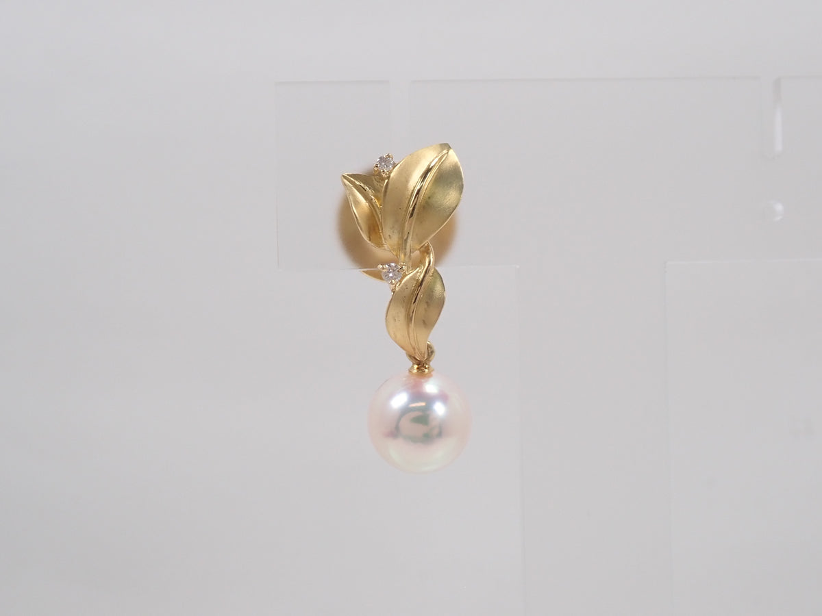 【10/7 22時販売】【カラフリ】K18 オーロラ天女 アコヤ真珠(アコヤパール) ダイヤモンド0.02ct ブローチ 真科研
