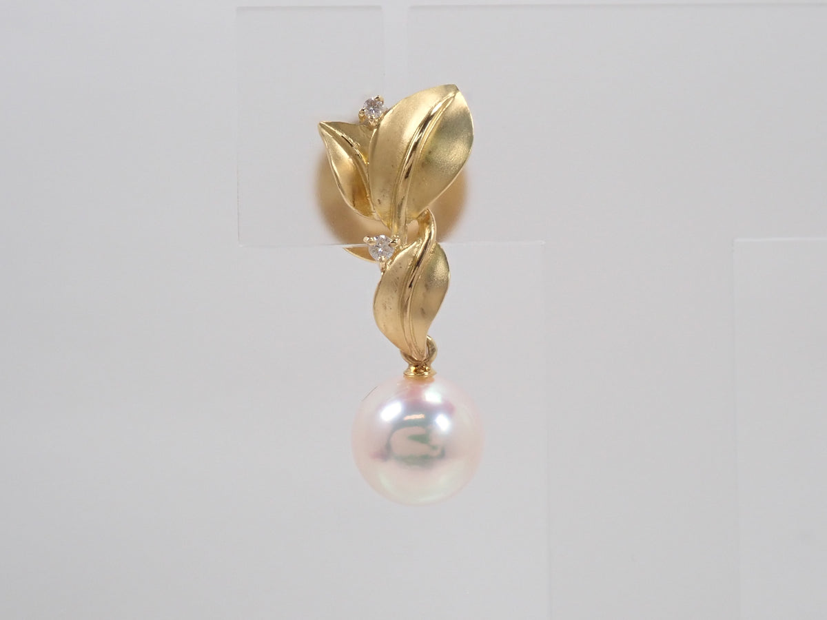 【10/7 22時販売】【カラフリ】K18 オーロラ天女 アコヤ真珠(アコヤパール) ダイヤモンド0.02ct ブローチ 真科研