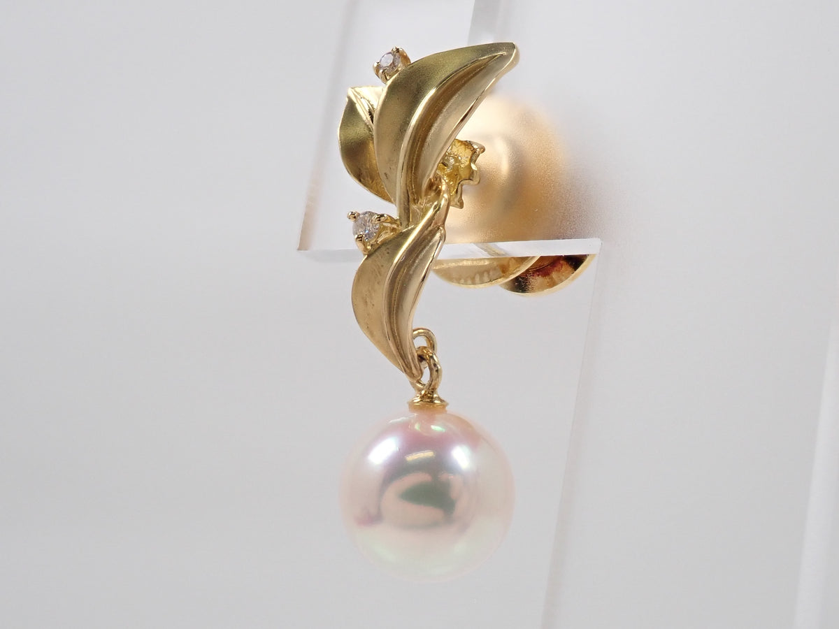【10/7 22時販売】【カラフリ】K18 オーロラ天女 アコヤ真珠(アコヤパール) ダイヤモンド0.02ct ブローチ 真科研