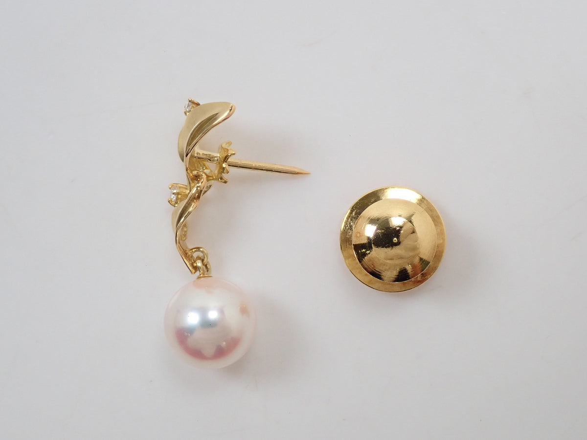 【10/7 22時販売】【カラフリ】K18 オーロラ天女 アコヤ真珠(アコヤパール) ダイヤモンド0.02ct ブローチ 真科研