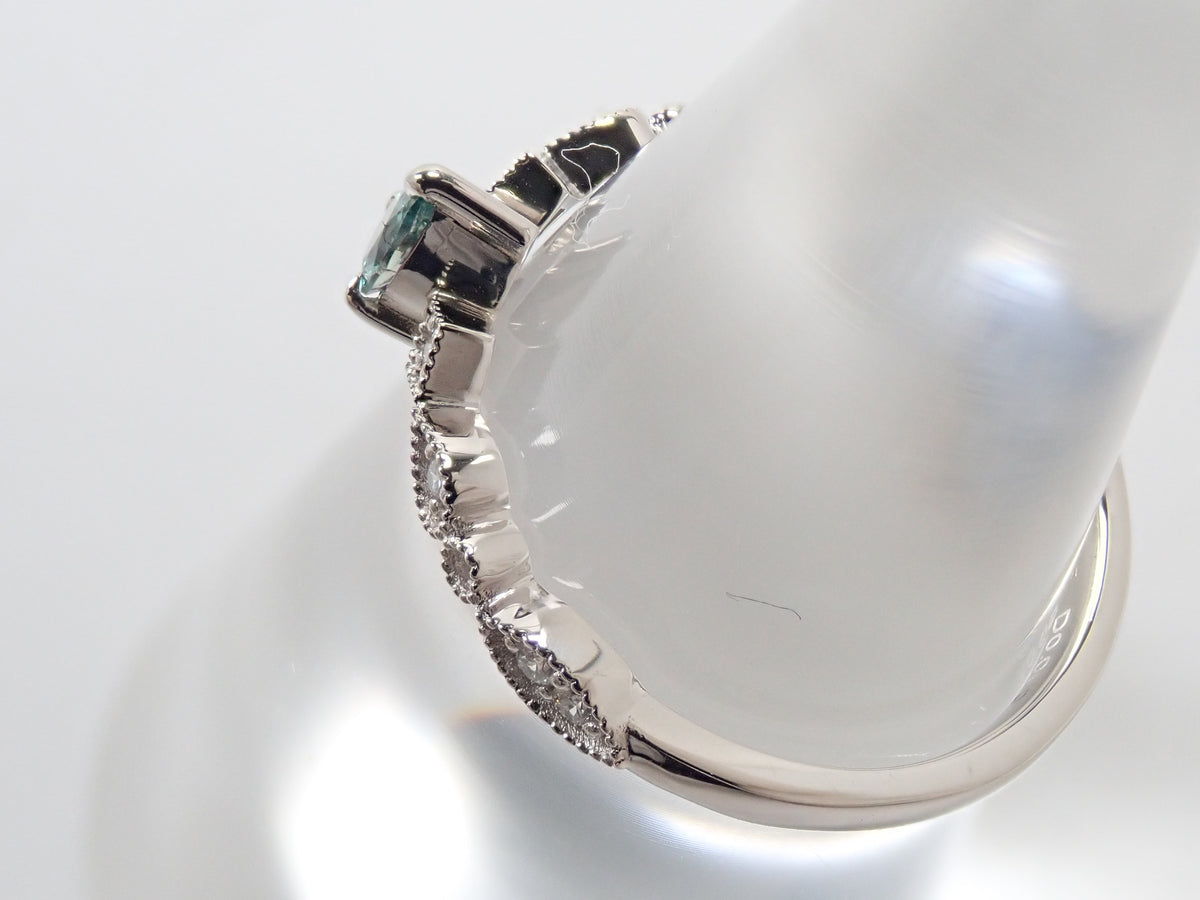 【10/13(火)AM10時〆:抽選販売_06】Pt950 ブラジル産アレキサンドライト(ペアシェイプカット) 0.165ct ダイヤモンド0.060ctリング