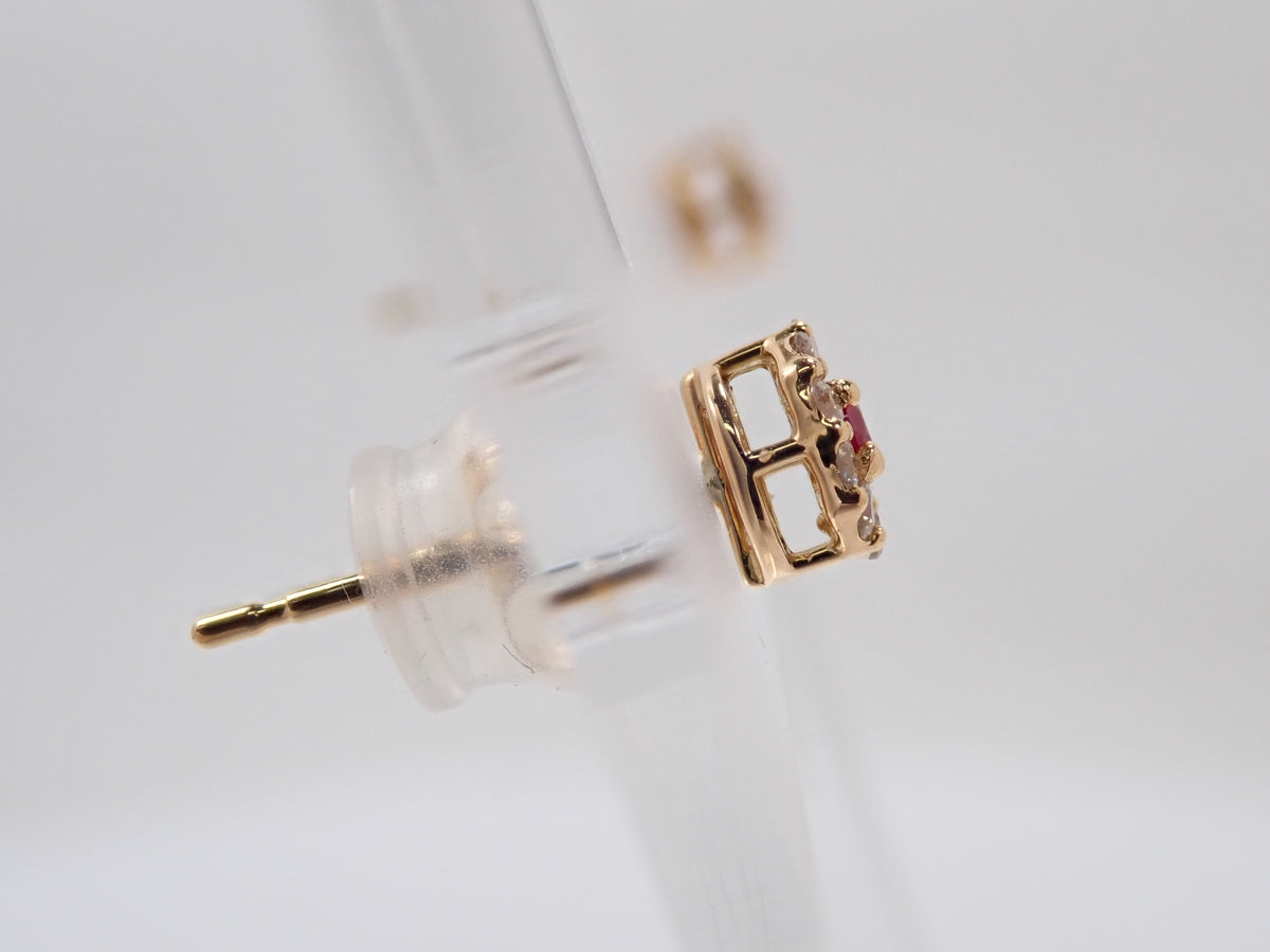 【編號22602846】K18 紅寶石 0.03ct/0.03ct 鑽石 0.04ct/0.04ct 耳環(附鑑定書)
