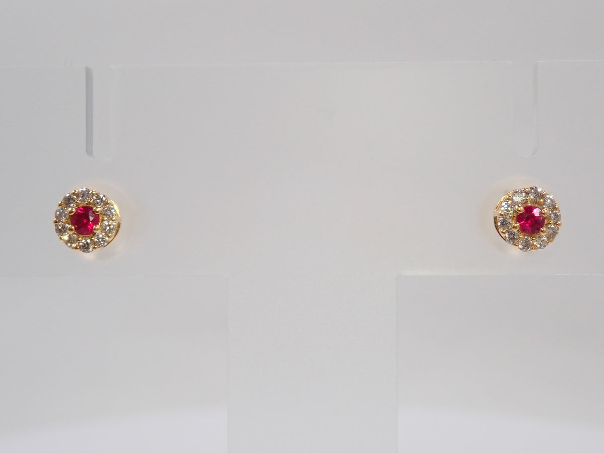 【編號22602846】K18 紅寶石 0.03ct/0.03ct 鑽石 0.04ct/0.04ct 耳環(附鑑定書)