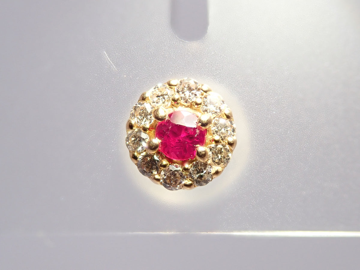 【編號22602846】K18 紅寶石 0.03ct/0.03ct 鑽石 0.04ct/0.04ct 耳環(附鑑定書)