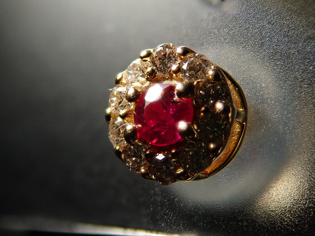 【編號22602846】K18 紅寶石 0.03ct/0.03ct 鑽石 0.04ct/0.04ct 耳環(附鑑定書)