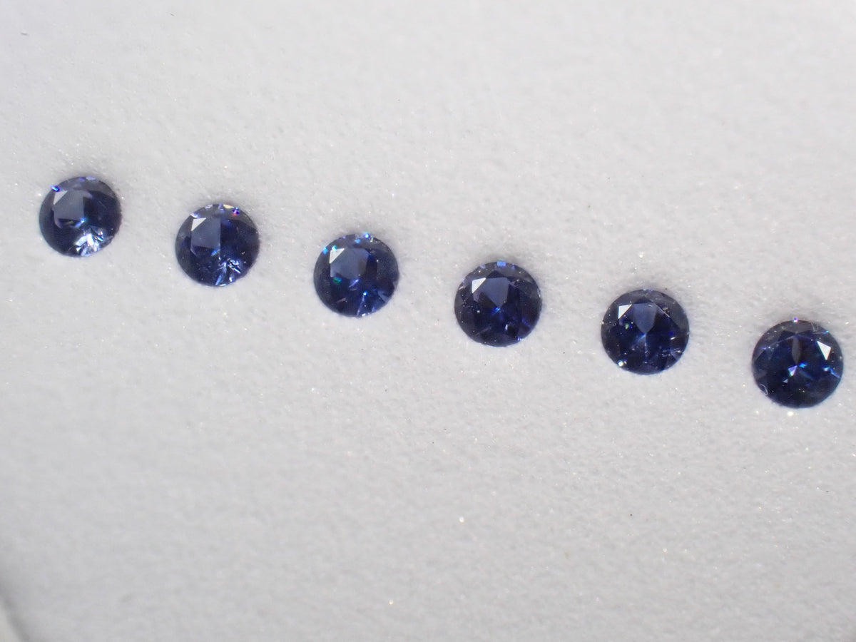 Benitoite Gradation 6 Stone Set (2.0mm, Round Cut, Including Top Quality) 《Multiple Purchase Discount Available》