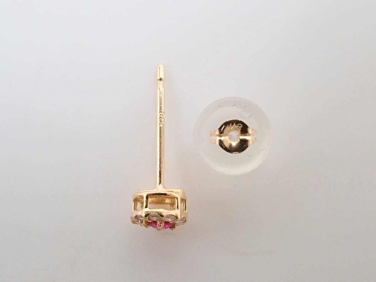 【編號22602846】K18 紅寶石 0.03ct/0.03ct 鑽石 0.04ct/0.04ct 耳環(附鑑定書)