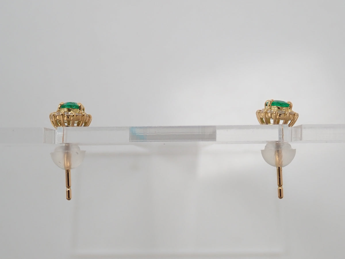 【10/31(土)AM10時〆:抽選販売08】K18 コロンビア産エメラルド 0.17 0.18ct ダイヤモンド D0.09ct D0.09ctピアス鑑別書