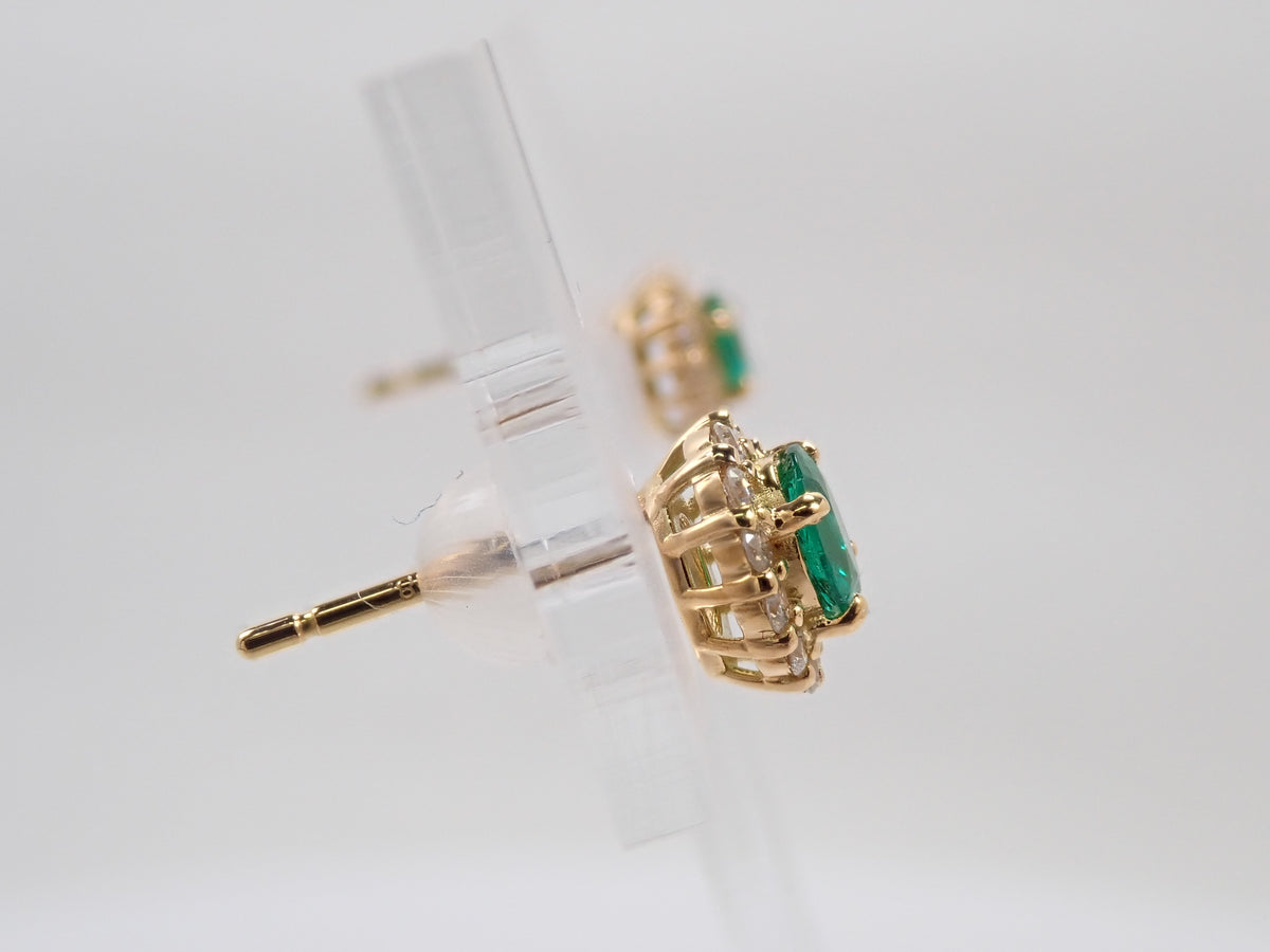 【10/31(土)AM10時〆:抽選販売08】K18 コロンビア産エメラルド 0.17 0.18ct ダイヤモンド D0.09ct D0.09ctピアス鑑別書
