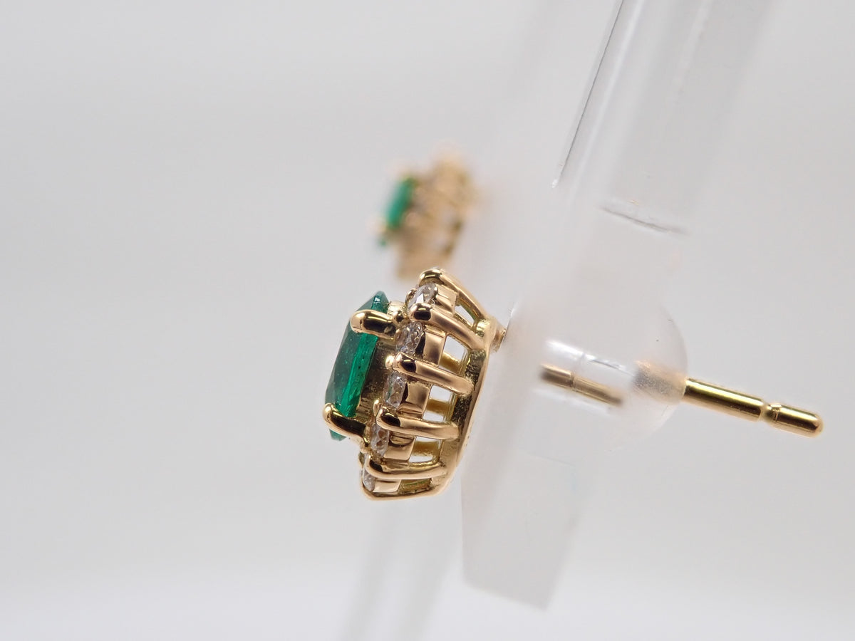 【10/31(土)AM10時〆:抽選販売08】K18 コロンビア産エメラルド 0.17 0.18ct ダイヤモンド D0.09ct D0.09ctピアス鑑別書