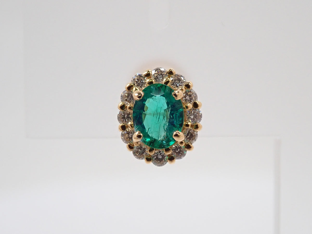 【10/31(土)AM10時〆:抽選販売08】K18 コロンビア産エメラルド 0.17 0.18ct ダイヤモンド D0.09ct D0.09ctピアス鑑別書