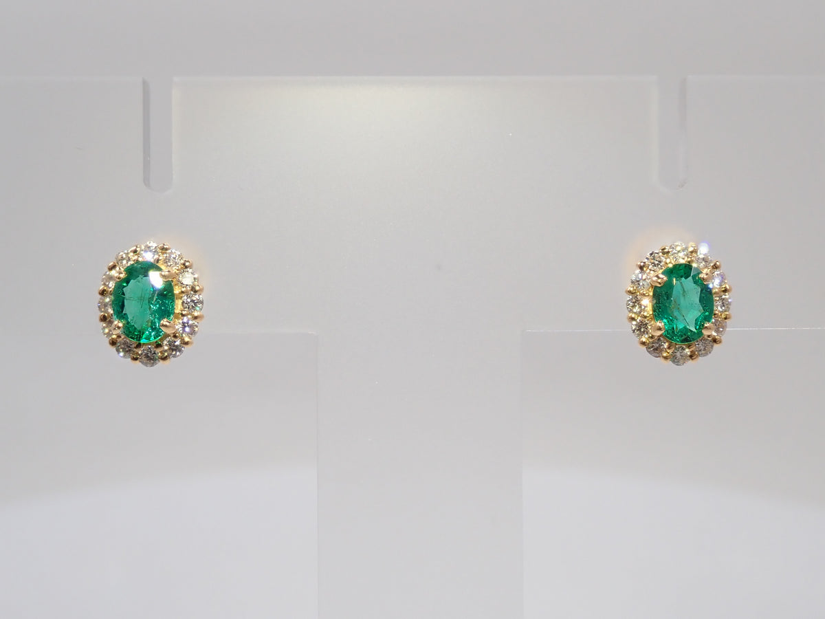 【10/31(土)AM10時〆:抽選販売08】K18 コロンビア産エメラルド 0.17 0.18ct ダイヤモンド D0.09ct D0.09ctピアス鑑別書