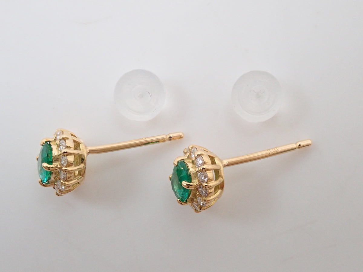 【10/31(土)AM10時〆:抽選販売08】K18 コロンビア産エメラルド 0.17 0.18ct ダイヤモンド D0.09ct D0.09ctピアス鑑別書