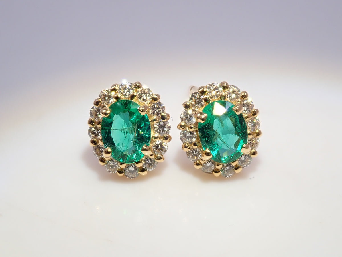【10/31(土)AM10時〆:抽選販売08】K18 コロンビア産エメラルド 0.17 0.18ct ダイヤモンド D0.09ct D0.09ctピアス鑑別書