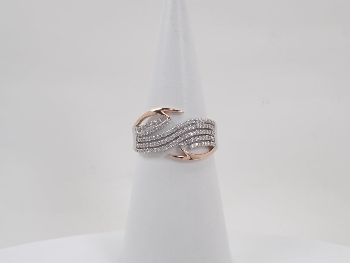 【10/28 22時販売】【カラフリ】Pt900 ダイヤモンド 0.47ct ウェーブデザインリング