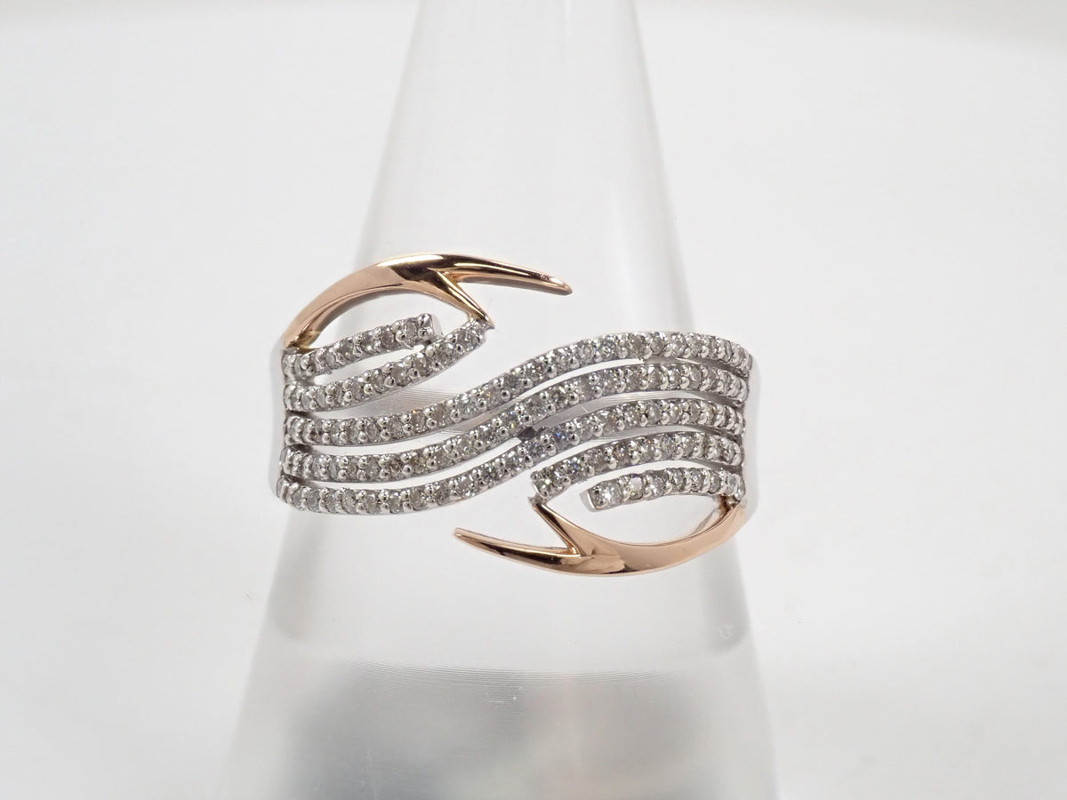 【10/28 22時販売】【カラフリ】Pt900 ダイヤモンド 0.47ct ウェーブデザインリング