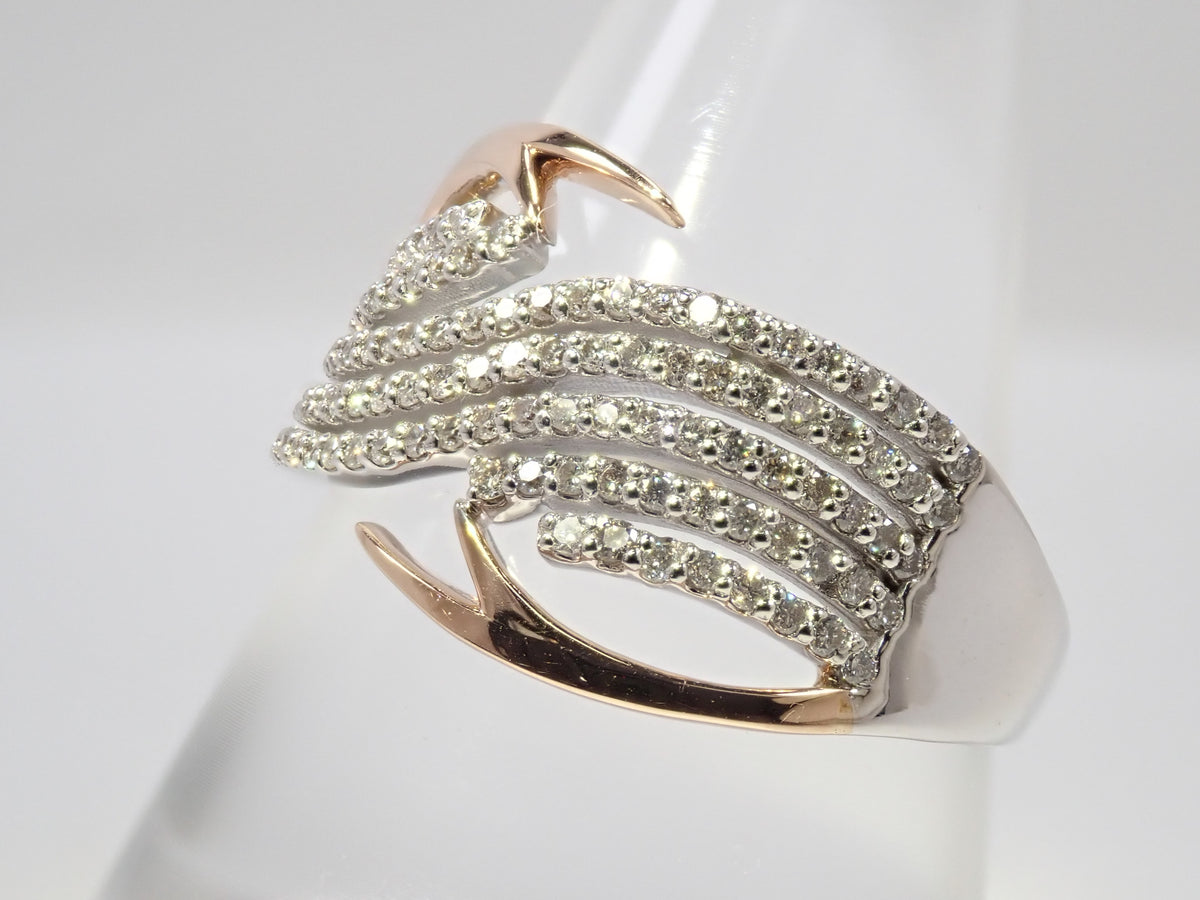 【10/28 22時販売】【カラフリ】Pt900 ダイヤモンド 0.47ct ウェーブデザインリング
