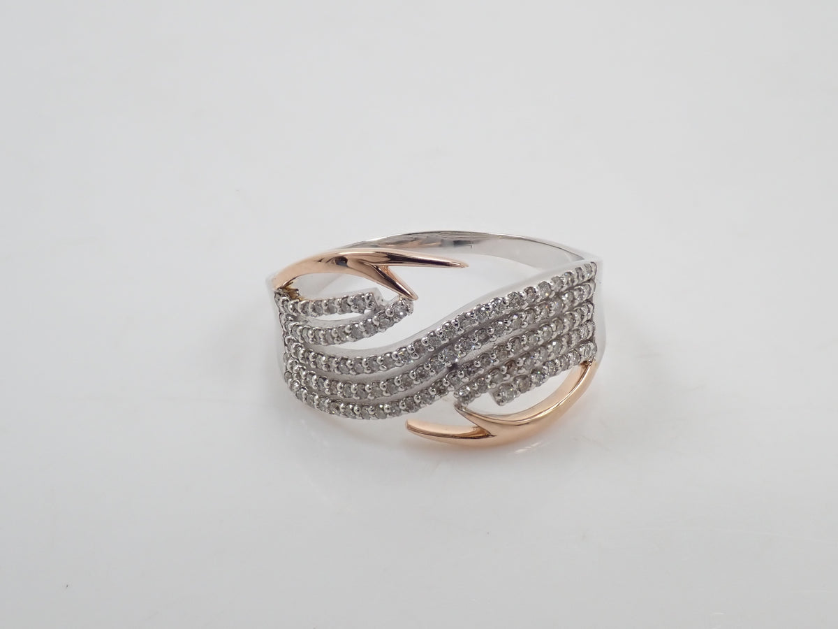 【10/28 22時販売】【カラフリ】Pt900 ダイヤモンド 0.47ct ウェーブデザインリング