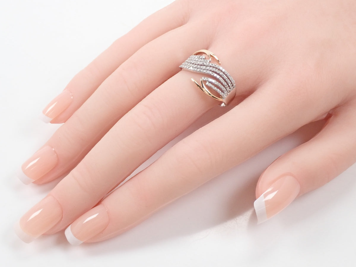 【10/28 22時販売】【カラフリ】Pt900 ダイヤモンド 0.47ct ウェーブデザインリング