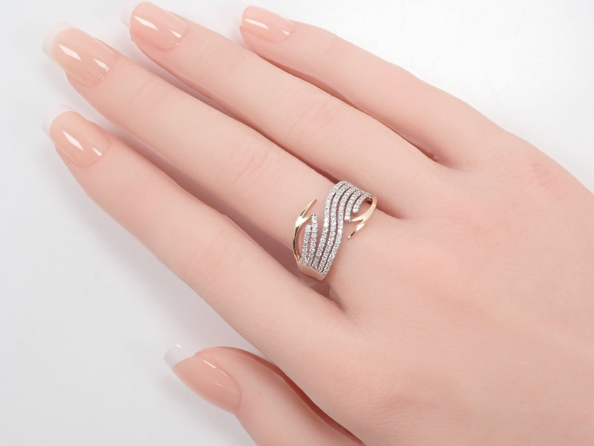 【10/28 22時販売】【カラフリ】Pt900 ダイヤモンド 0.47ct ウェーブデザインリング