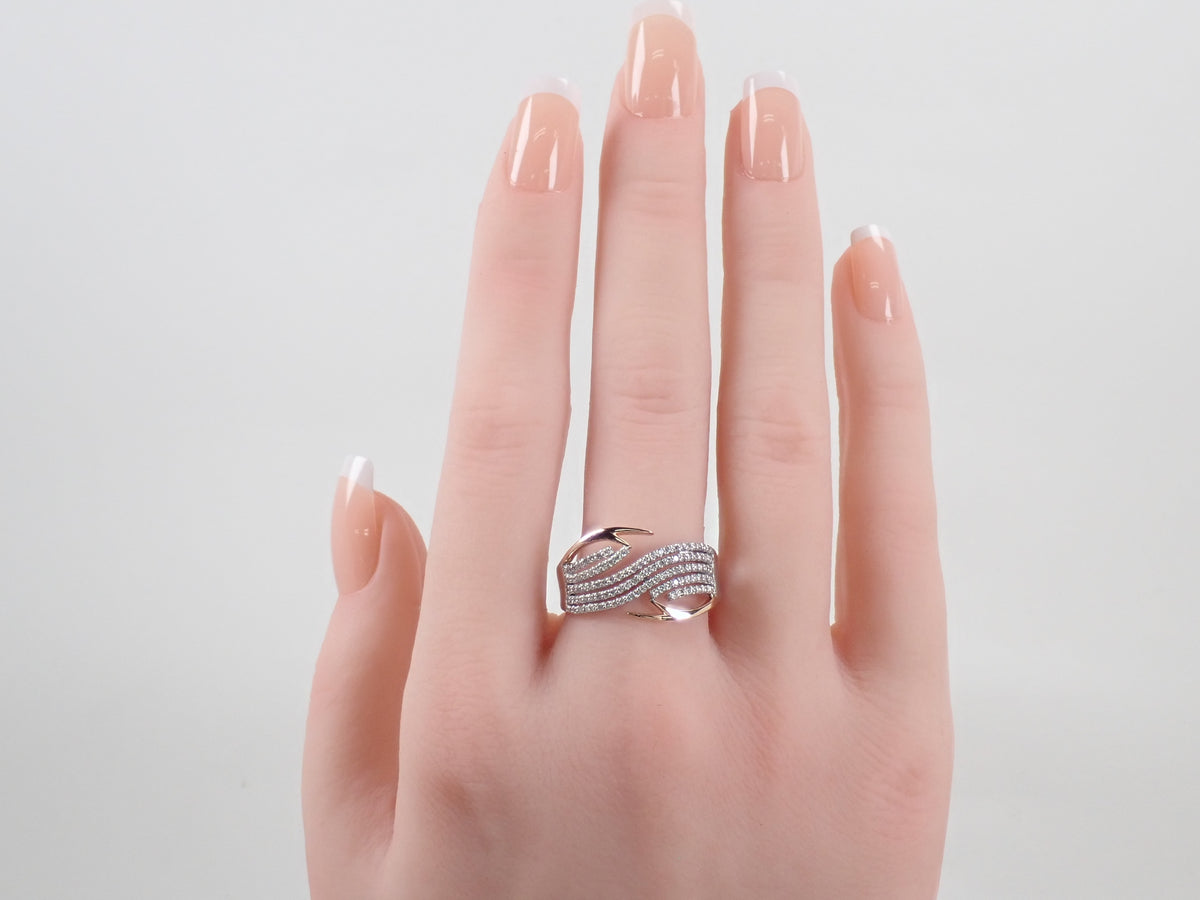 【10/28 22時販売】【カラフリ】Pt900 ダイヤモンド 0.47ct ウェーブデザインリング
