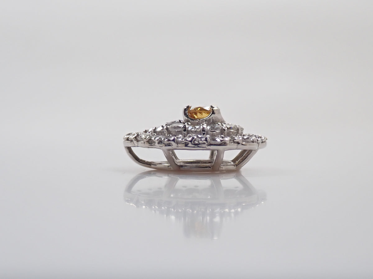 【10/31(土)AM10時〆:抽選販売05】Pt950 イエローダイヤモンド 3.0mm/0.103ct(FANCY VIVID ORANGY YELLOW) ダイヤモンド0.50ctペンダントトップ(ネックレストップ)中宝