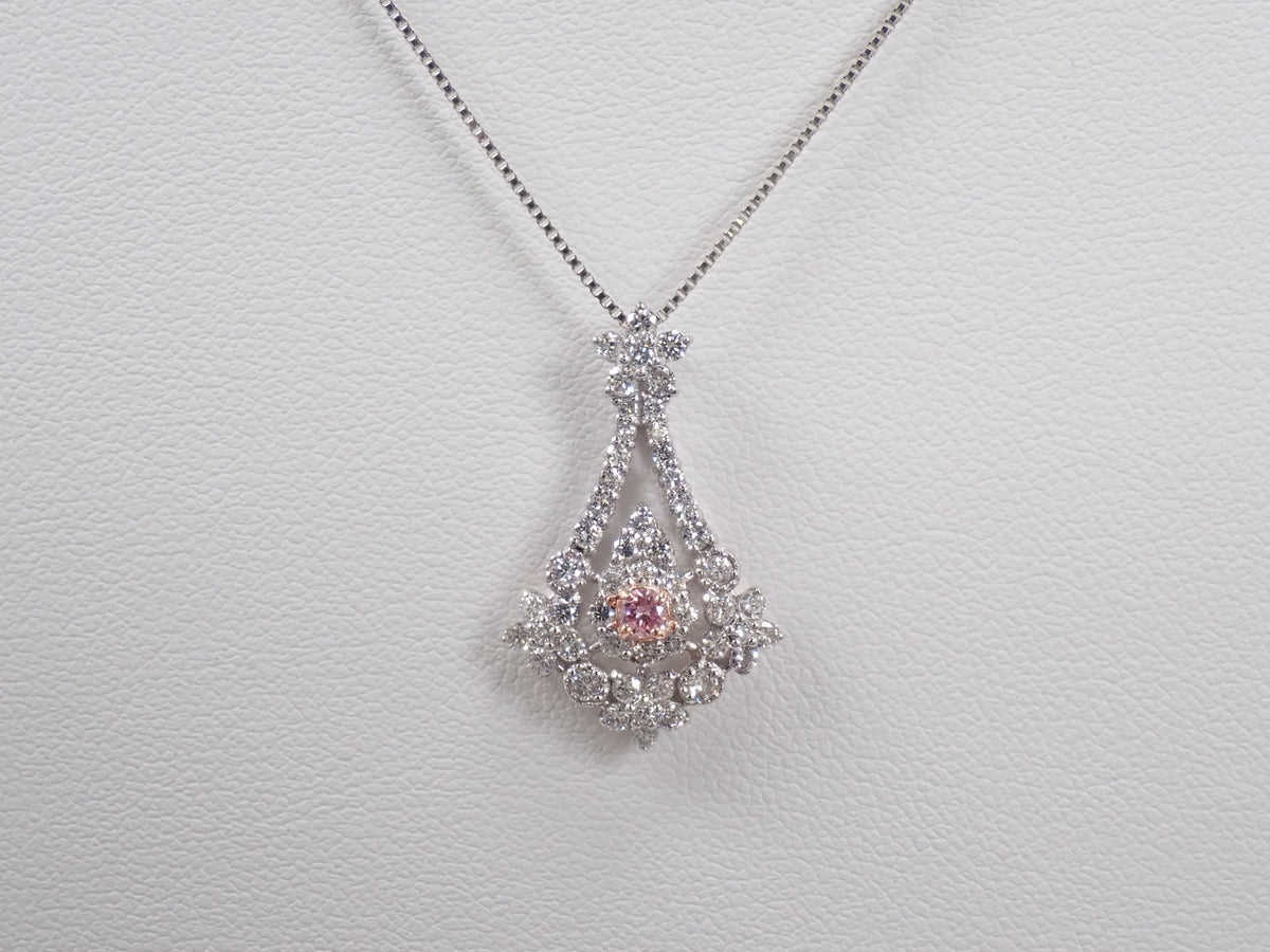 【10/26 22時販売】【カラフリ】Pt950/Pt850 ピンクダイヤモンド 0.076ct ダイヤモンド 0.73ct ブーケモチーフ ペンダント(ネックレス) 鑑別書