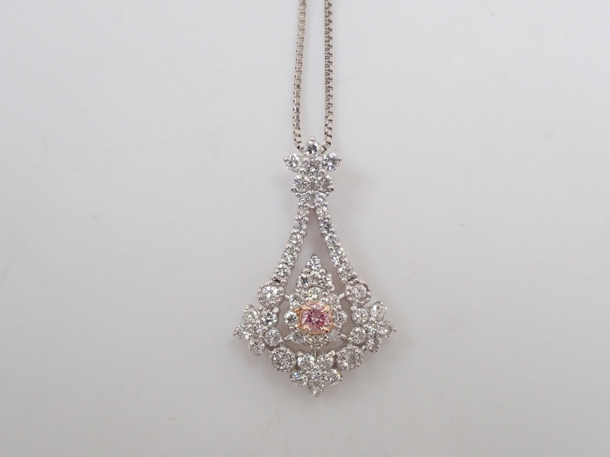 【10/26 22時販売】【カラフリ】Pt950/Pt850 ピンクダイヤモンド 0.076ct ダイヤモンド 0.73ct ブーケモチーフ ペンダント(ネックレス) 鑑別書